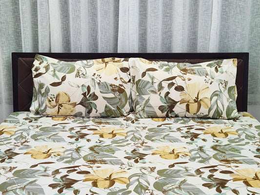 Ivy Garden- Floral White Bedsheet