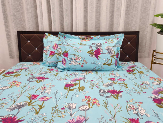 Dreamy Bloom- Blue Bedsheet