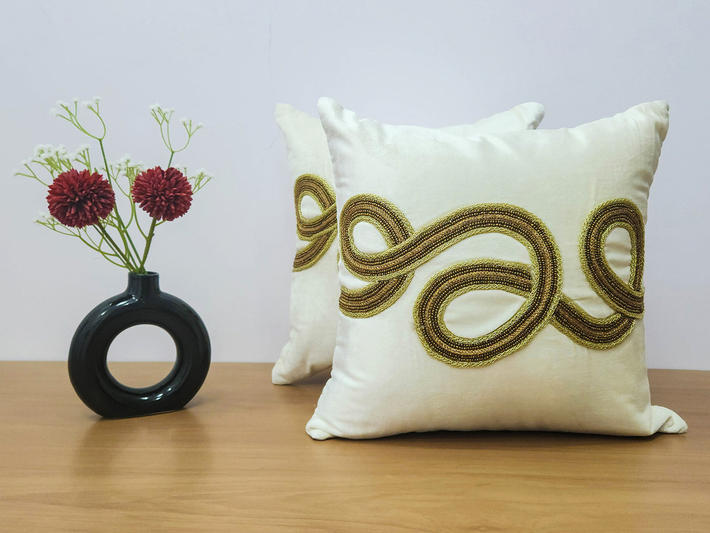 Beaded Bliss -  Off White cushion cover