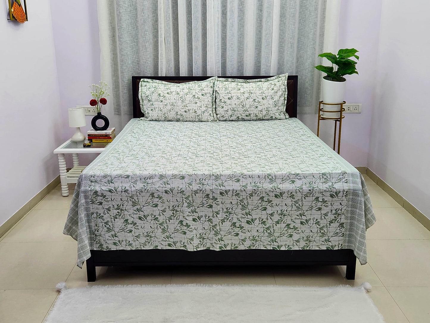 Anu- White Cotton Bedsheet