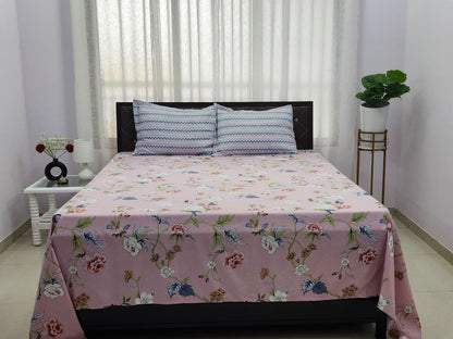 Blush Bloom- Pink Floral Bedsheet
