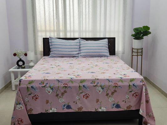 Blush Bloom- Pink Floral Bedsheet