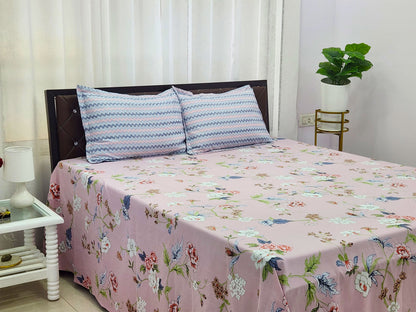 Blush Bloom- Pink Floral Bedsheet