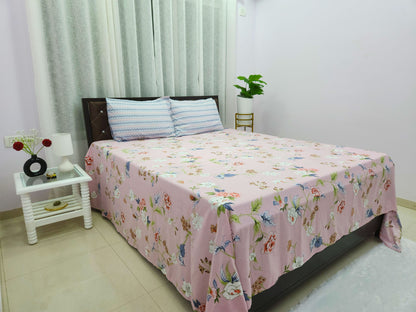 Blush Bloom- Pink Floral Bedsheet