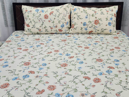Amour Bloom- Beige Floral Bedsheet