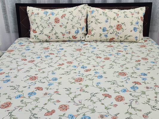 Amour Bloom- Beige Floral Bedsheet