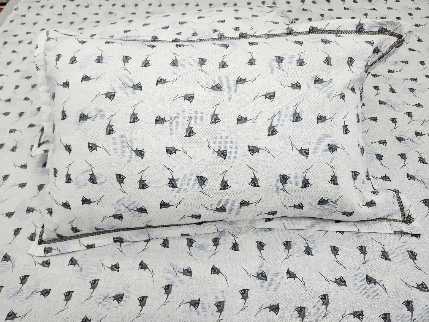 Black Rose- White Bedsheet