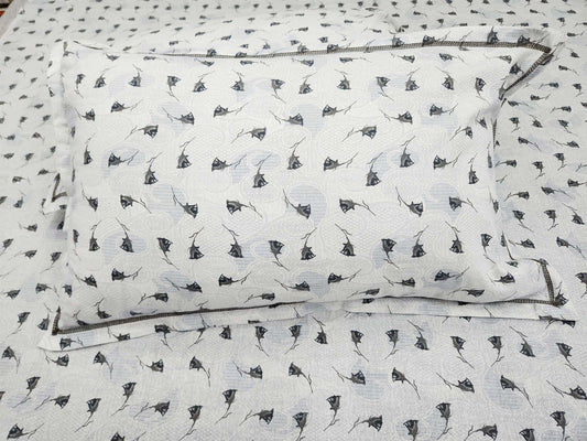 Black Rose- White Bedsheet