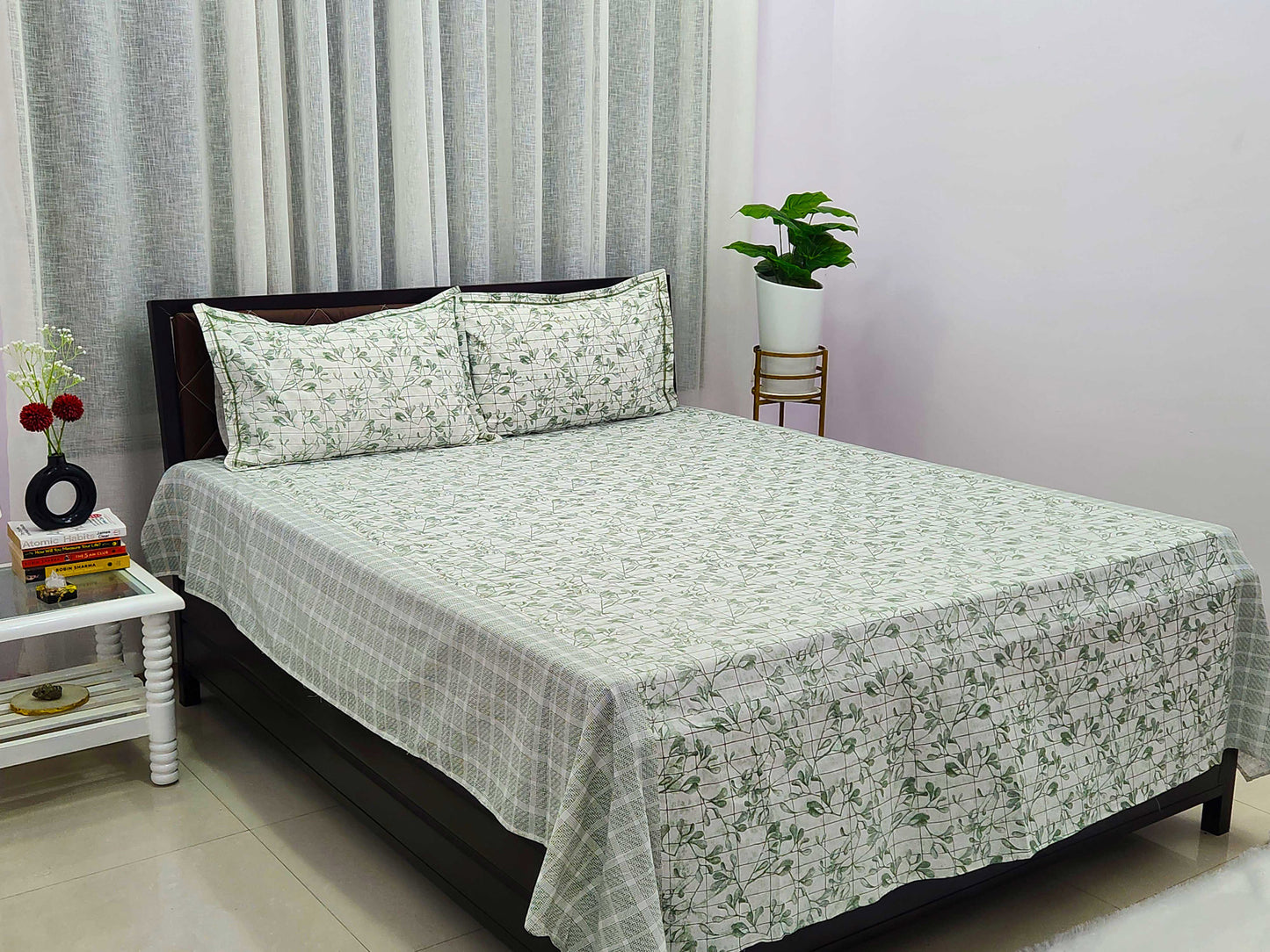 Anu- White Cotton Bedsheet