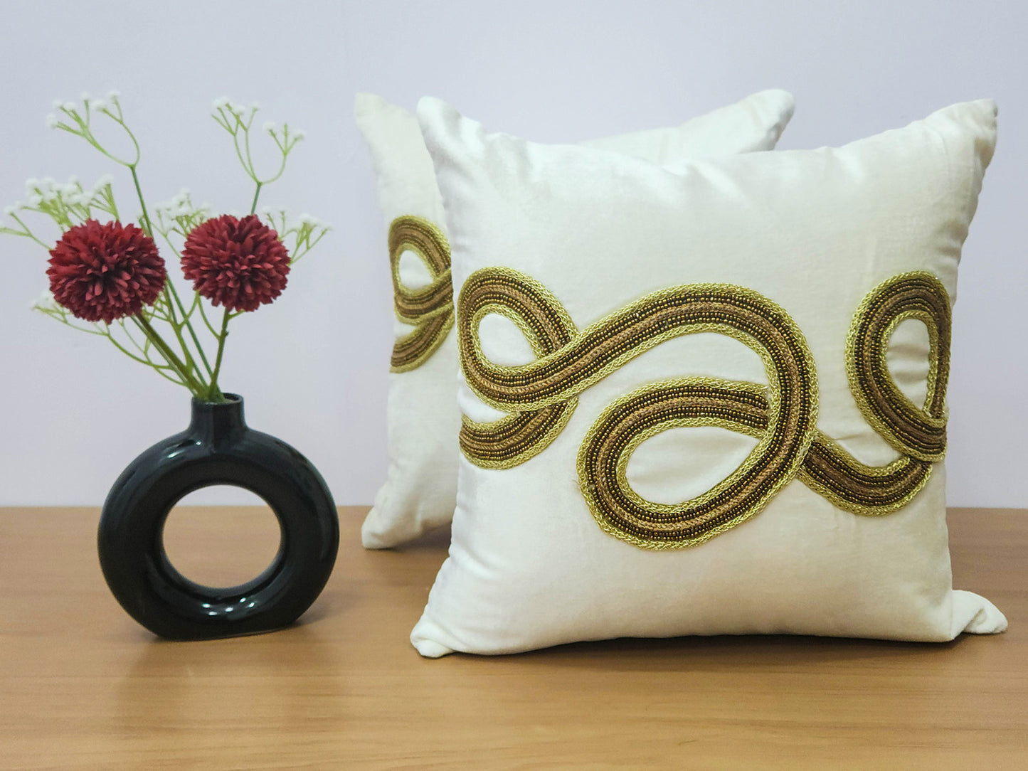 Beaded Bliss -  Off White cushion cover
