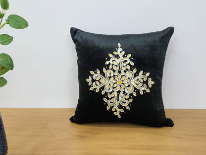 Elegant Pearl Black Cushion Cover