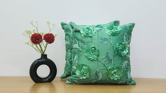 Leafy Bloom Green Cushion Covers