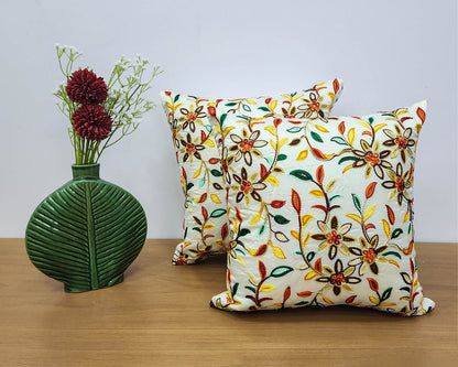 Floral Elegance Off White Cushion Cover