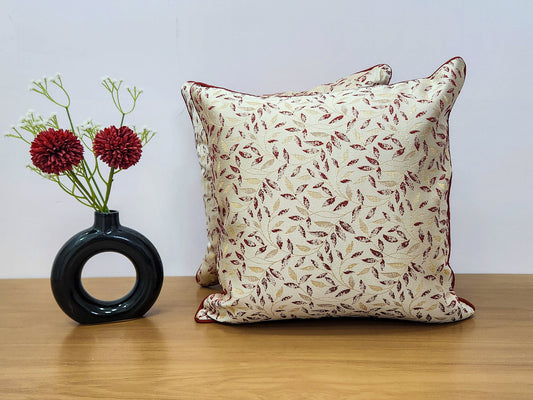 Dreamy Leaves Red and white Cushion Cover