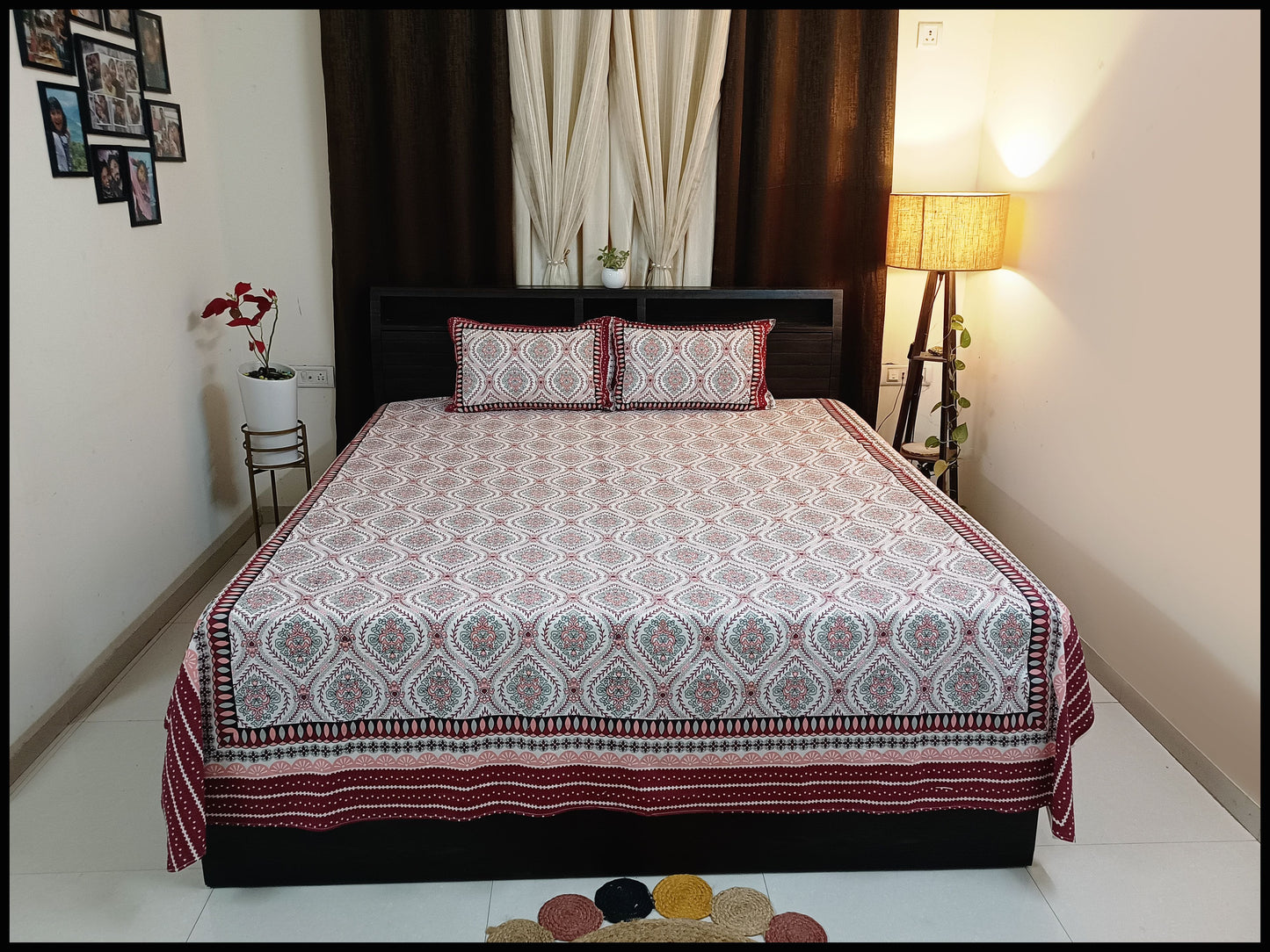 Aditi - Red Ethnic Bedsheet