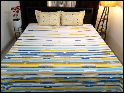 Aisha - Yellow Striped Designer Bedsheet