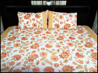 Aruni - Orange Floral Bed sheet