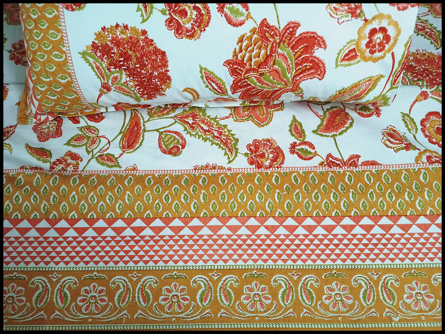 Aruni - Orange Floral Bed sheet
