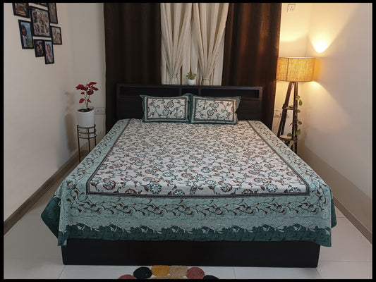 Avni - Pastel Green Floral Bedsheet