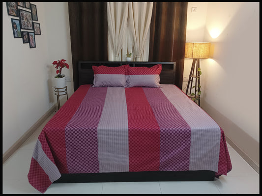 Dhara - Maroon Red Striped Bedsheet