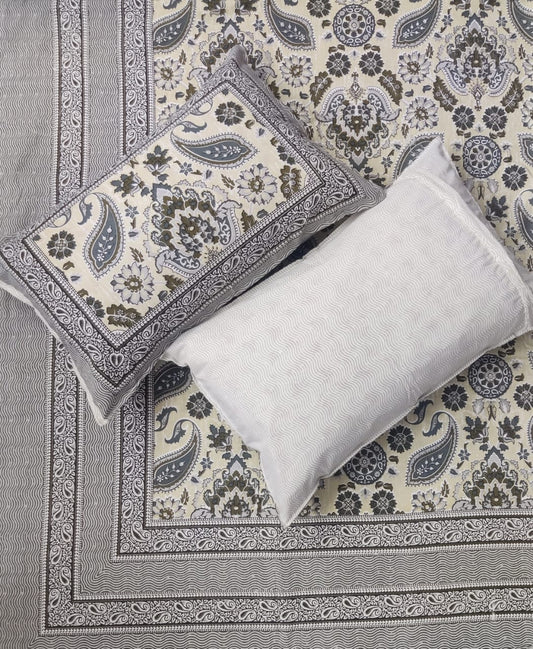 Chitra Grey - Ethnic Paisley Design Bedsheet
